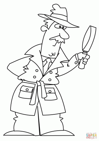 Cartoon Detective coloring page | Free Printable Coloring Pages