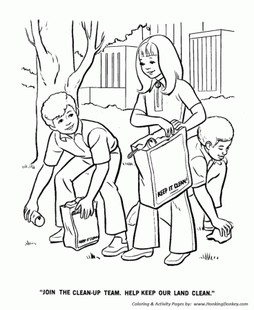 Earth Day Coloring Pages - Earth Day Clean-up Team Coloring Pages |  HonkingDonkey