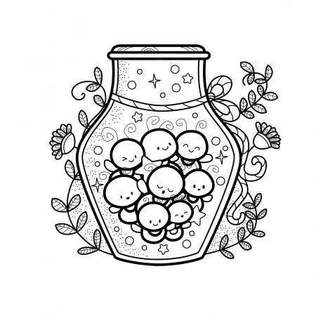 Premium Vector | Cute fireflies coloring page doodles