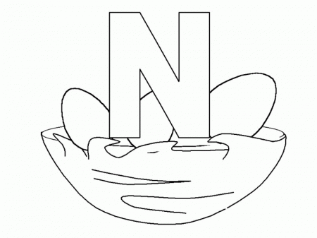 Alphabet Letter N for Nest Coloring Page: Alphabet Letter N for ...
