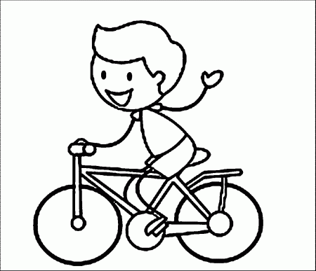 Stick Figure Boy Cycling Riding Biycle Coloring Page | Wecoloringpage