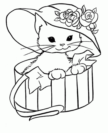 Download Cat With Hat In A Box Animal Coloring Pages Or Print Cat ...