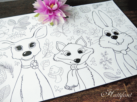 Woodland Animals Coloring Pages for Grown Ups & Kids - Red Ted ...