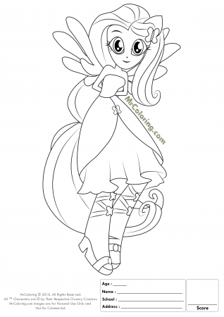 MLP Fluttershy Equestria Girls Coloring Pages - 2 | MrColoring.com