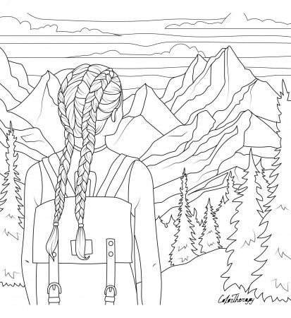 Hiking Coloring Page | Cute coloring pages, Cool coloring pages ...