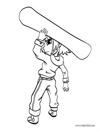 Boy with snowboard coloring pages - Hellokids.com