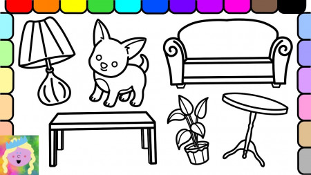 How To Draw And Color Barbie Living Room | Coloring Pages For Kids ...