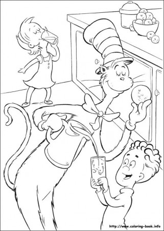 The cat in the hat coloring picture