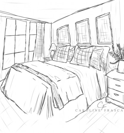Drawing Bedroom #66615 (Buildings and Architecture) – Printable coloring  pages