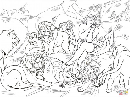 Daniel in the Lion's Den coloring page | Free Printable Coloring Pages