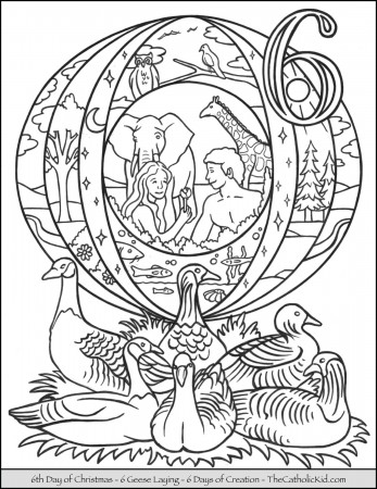 Sixth Day of Christmas Six Geese Laying Coloring Page - The Catholic Kid -  Catholic Coloring Pages and Games for Children
