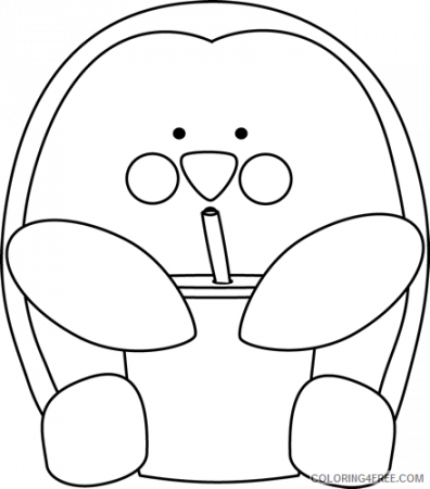 Penguin Outline Coloring Pages drink Printable Coloring4free -  Coloring4Free.com