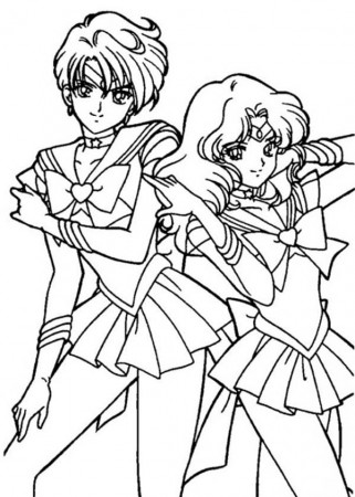 Sailor Neptune And Sailor Mercury In Sailor Moon Coloring Page : Color Luna