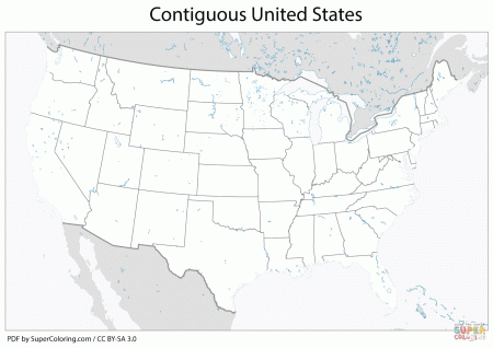 Contiguous United States Map coloring page | Free Printable Coloring Pages