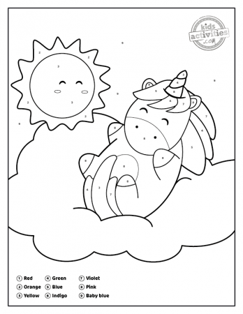 Unicorn Color by Number Coloring Pages