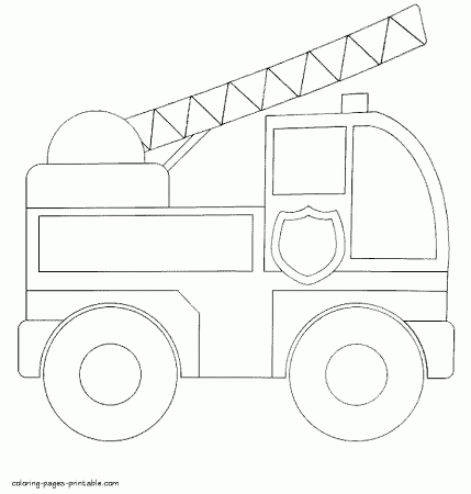 Simple fire truck. Coloring pages for toddlers || COLORING-PAGES -PRINTABLE.COM