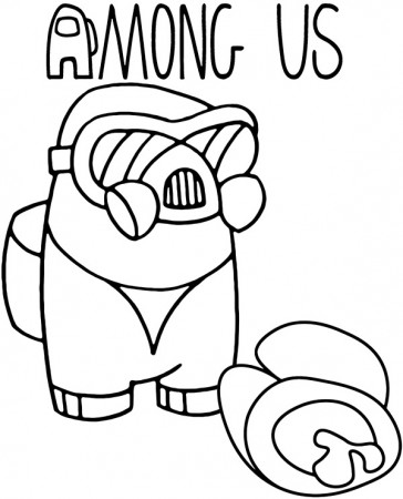 Among Us coloring page gas mask - Topcoloringpages.net