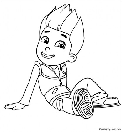 Paw Patrol Ryder Sitting And Happy Coloring Page - Free Coloring ...