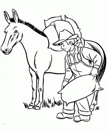 Farm Animal Coloring Pages | Printable Farm Mule Coloring Page and 