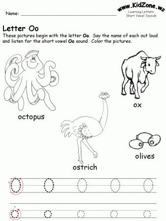 Letter O Worksheets and Coloring Pages for Preschoolers