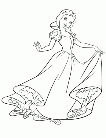 Pretty Snow White Dancing Coloring Page | Coloring Pages
