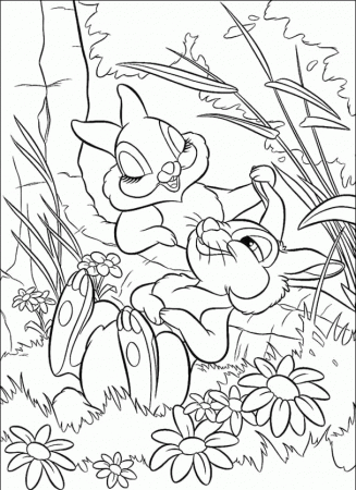 Rabbit Roll Up His Ears Coloring Pages - Bambi Cartoon Coloring 