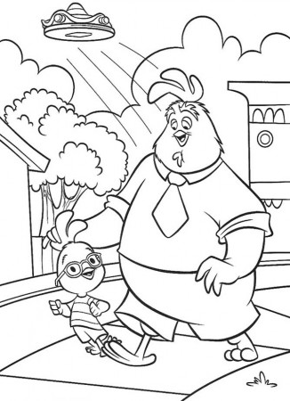 Chicken Little The Road With Dad Coloring Pages - Chicken Little 