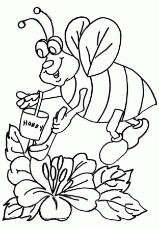 Honey Bees And Flowers Animals Coloring Pages 194394 Cartoon 