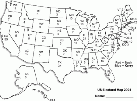 US Electoral Map 2004 Coloring Page - Free Download