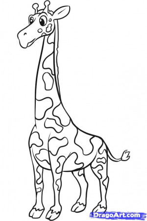 How to Draw a Simple Giraffe, Step by Step, safari animals 