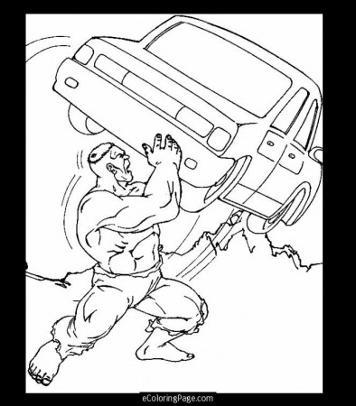Marvel Superhero The Incredible Hulk Throwing a Car Coloring Page 