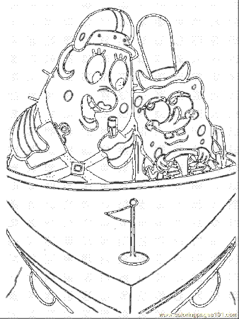 Coloring Pages Patrick And Spongebob In The Little Boat (Cartoons 