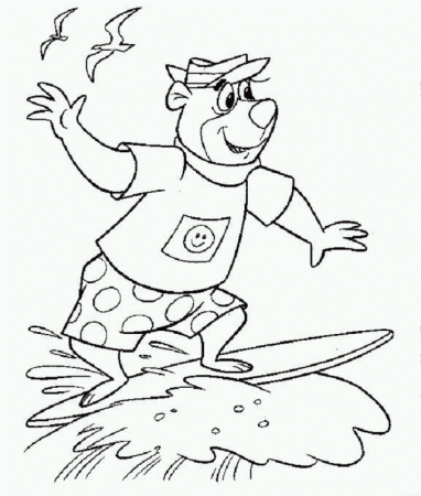 Yogi Bear Surfing Coloring Pages KidsColoringSource 132864 Surfing 
