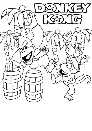Donkey kong coloring pages to download and print for free