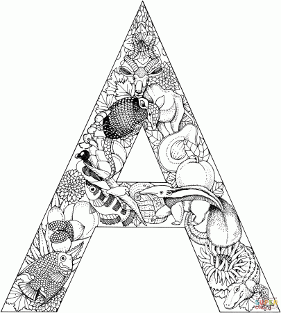 Letter A with Animals coloring page | Free Printable Coloring Pages