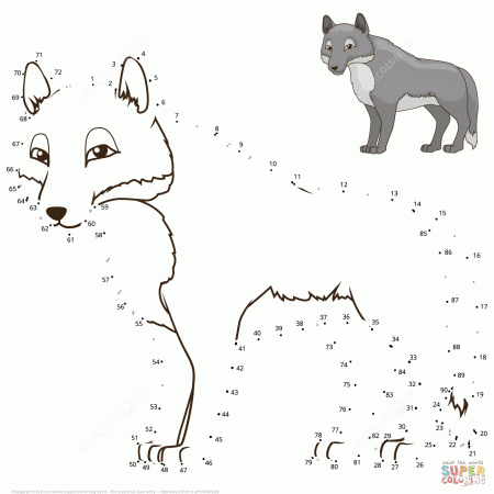 dot to dot wolf coloring pages