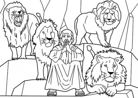 Daniel and Four Lions in Daniel and the Lions Den Coloring Page | Daniel  and the lions, Daniel in the lion's den, Coloring pages
