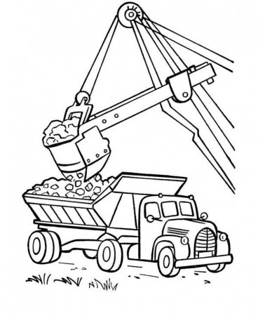 Excavator Moving Coal To A Dump Truck Coloring Page