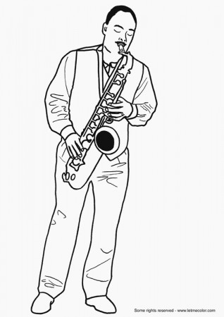 Coloring Page saxophonist - free printable coloring pages - Img 9788
