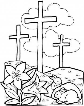 Coloring Page Easter Cross - Coloring Page