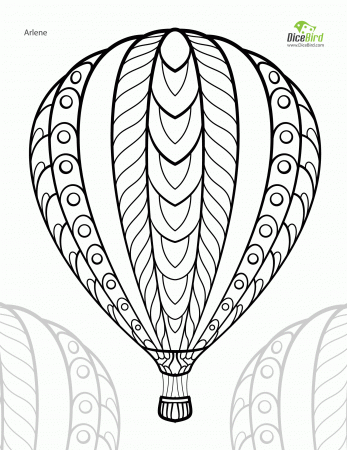 Hot air balloon adult free printable colouring page