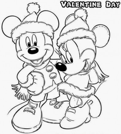 Valentine Coloring Pages Disney Mickey and Minnie