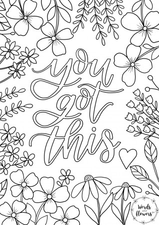 You got this - Colouring In Page by Words and Flowers AU - PDF Download -  Words and Flowers
