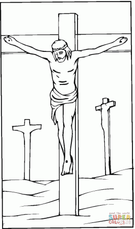 Jesus crucified on the cross coloring page | Free Printable ...