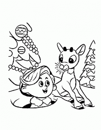 SANTA'S HELPERS coloring pages - Rudolph and Hermey the misfit Elf