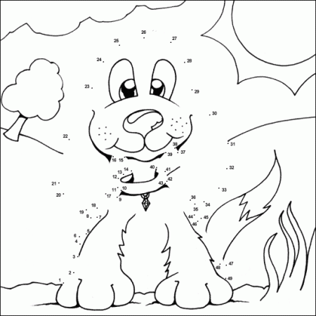 Puppy Dot to Dot | My Free Colouring Pages