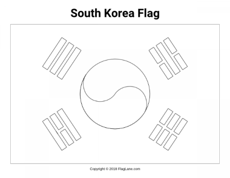 Free South Korea Flag Coloring Page