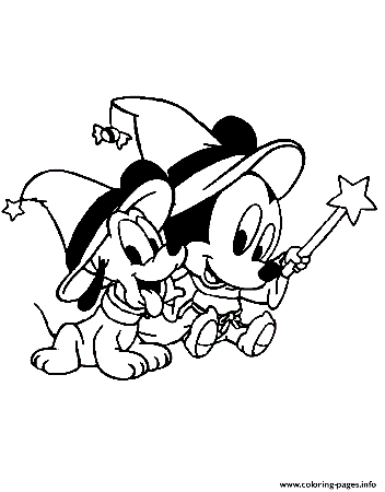 Disney Babies Pluto And Mickey Disney Halloween Coloring Pages Printable