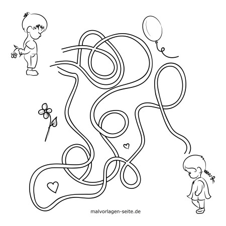 Maze - Find the way - Free coloring pages