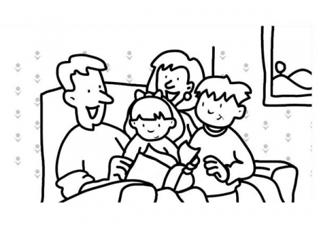 Family Gather In Living Room Coloring Page : Coloring Sky